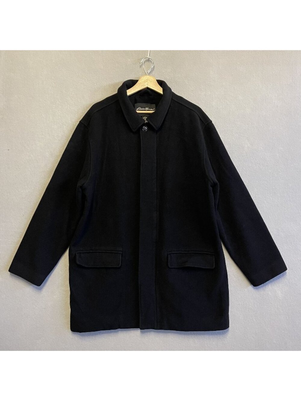 Eddie Bauer Mens Black Wool-Blend Coat L Wool Cashmere blend